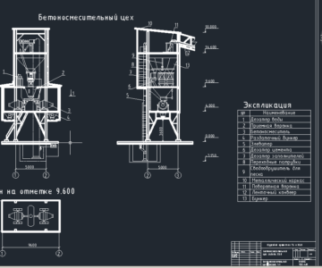 Чертеж Бетоносмесительный цех завода ЖБИ