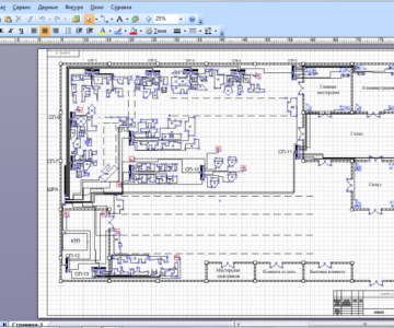 Чертеж Схема электроснабжения ремонтно-механического цеха(План цеха)