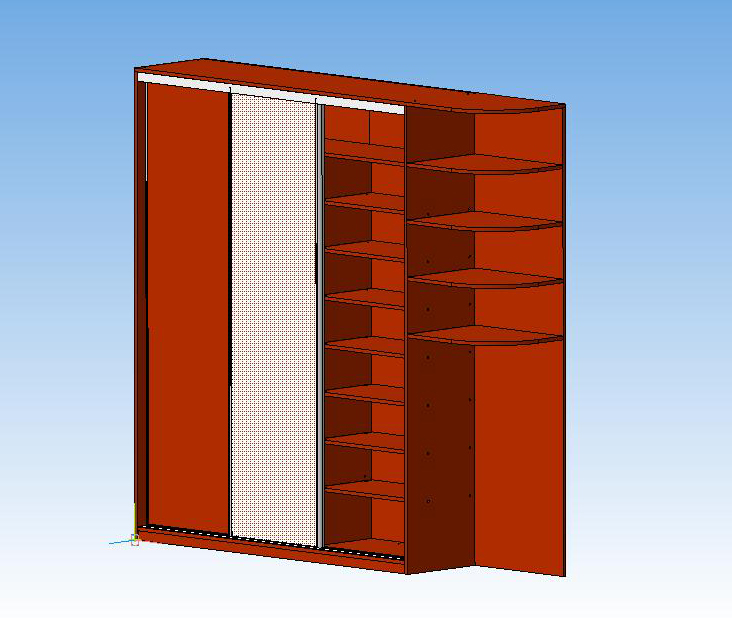3D модель Шкаф-купе с угловыми полками