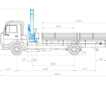 Чертеж Кран-манипулятор автомобильный с КМУ ИМ50А на шасси КамАЗ 4308