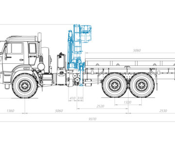 Чертеж Кран-манипулятор автомобильный с КМУ ИМ150 на шасси КамАЗ 43118