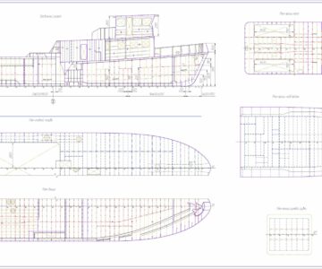 Чертеж Конструктивный чертеж теплохода Р33Б