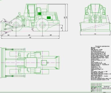 Чертеж Бульдозер среднего типа с газодинамическим интенсификатором Kamatsu WD420