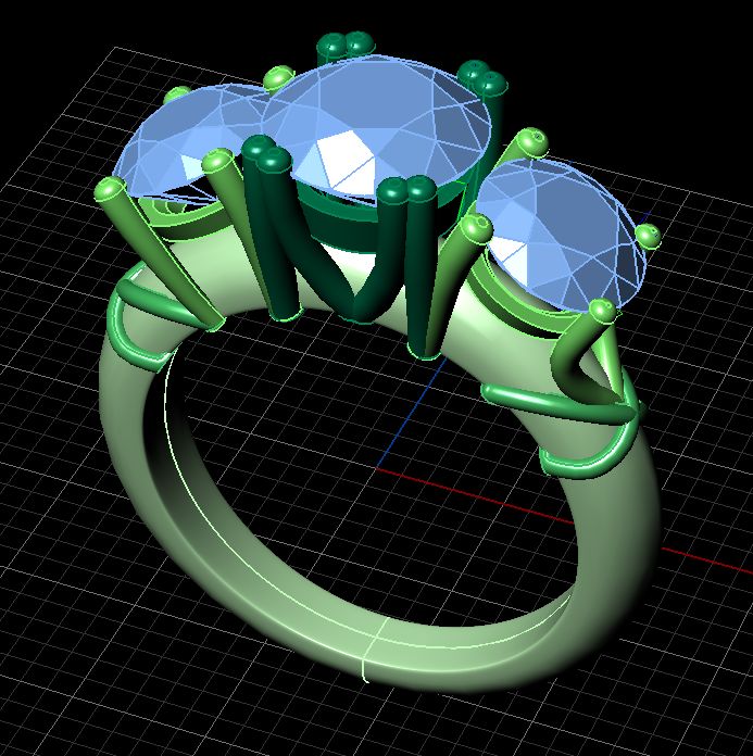 3D модель Кольцо с камнями для выращивания