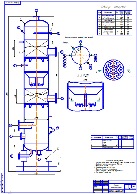 Чертеж Чертеж колонны ректификационной
