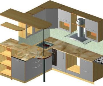 3D модель Кухня с барной стойкой