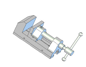3D модель Тиски при строгании, сверлении и фрезеровке