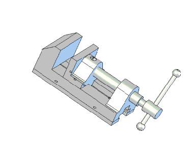 3D модель Тиски при строгании, сверлении и фрезеровке
