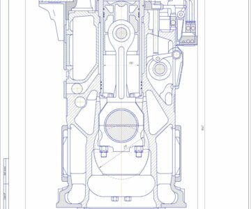 Чертеж Поперечный разрез дизеля Daihatsu 6DS-17e (5ЧН 17/27)