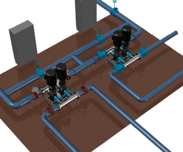 3D модель Насосная станция с технологическим оборудованием в 3D