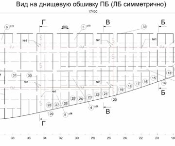 Чертеж Днищевая секция сухогрузного судна