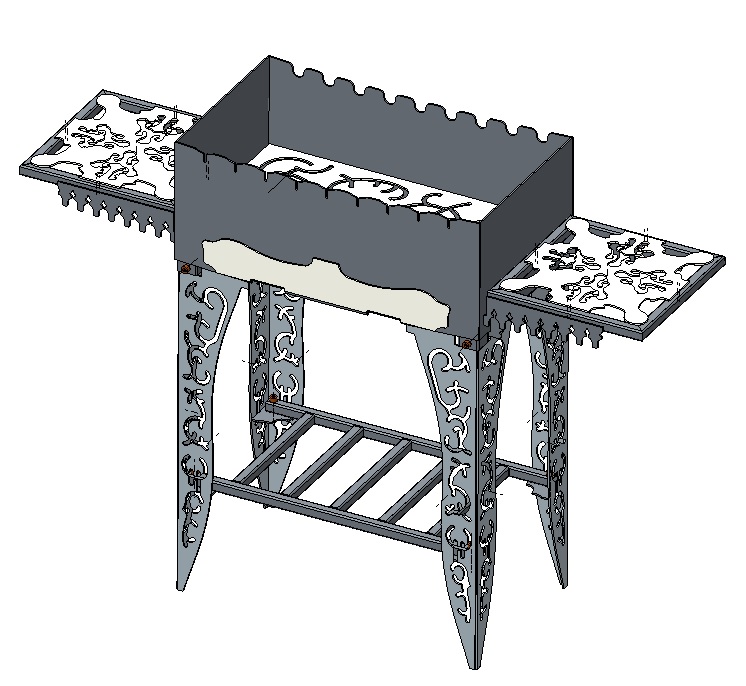 3D модель Мангал 1М100 сборный из сварных элементов