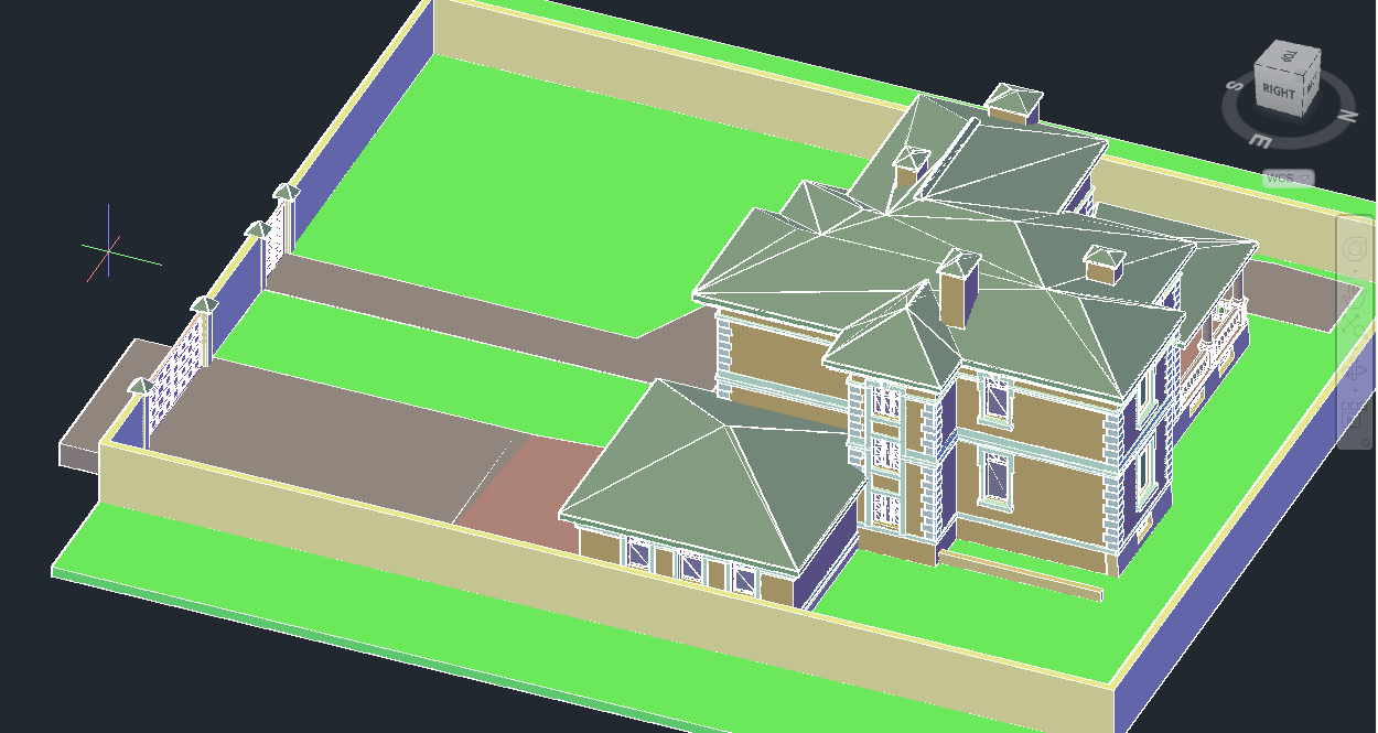 3D модель Загородный дом с гаражом