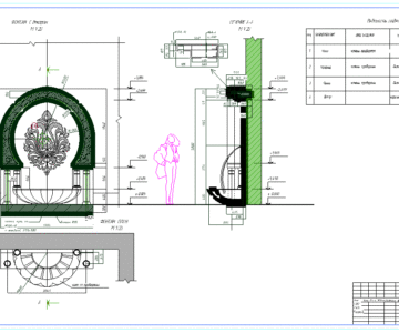 Чертеж Настенный фонтан