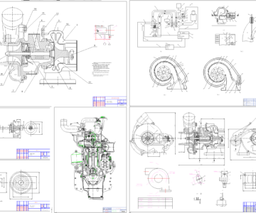 Чертеж Дизельный двигатель Д-245 с турбокомпрессором