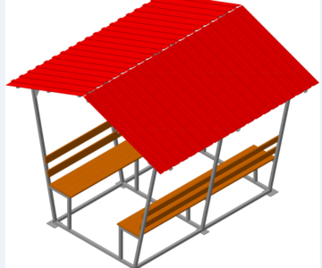 3D модель Беседка с крышей для курения на предприятиях