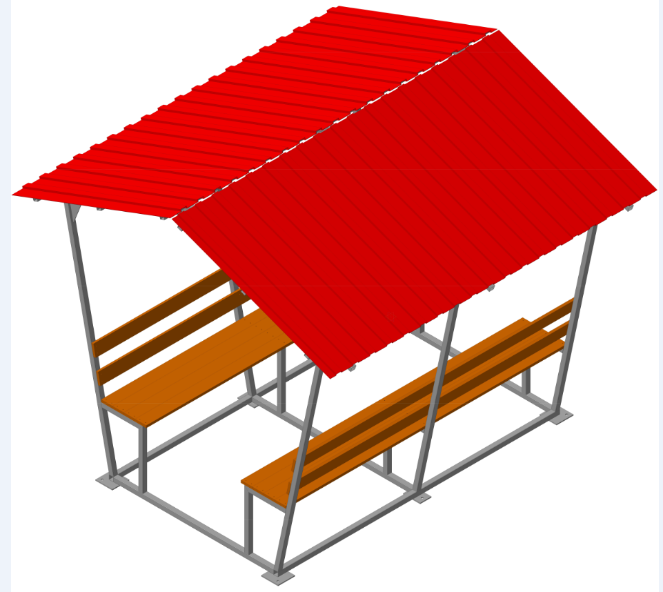 3D модель Беседка с крышей для курения на предприятиях