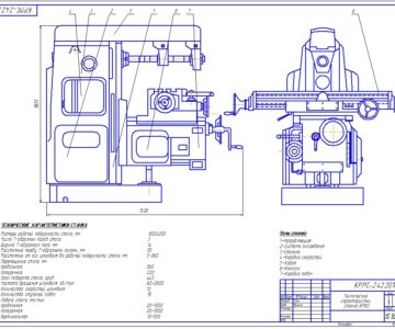 Чертеж Курсовая расчет горизонтально-фрезерного станка, расчет инструмента фреза со вставными ножами