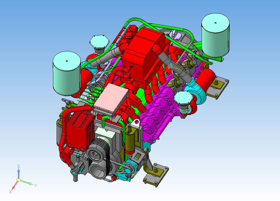 3D модель Дизельный двигатель MTU16V2000