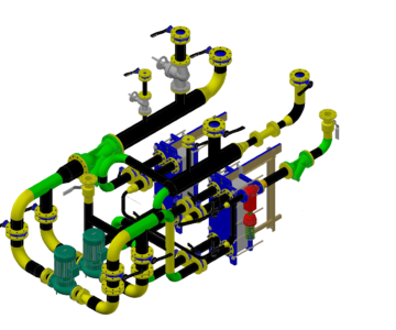 3D модель Система отопления c 2 теплообменниками 3D