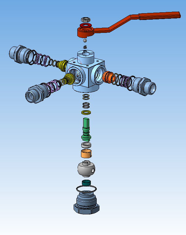 3D модель Кран трёхходовой DN10 PN40