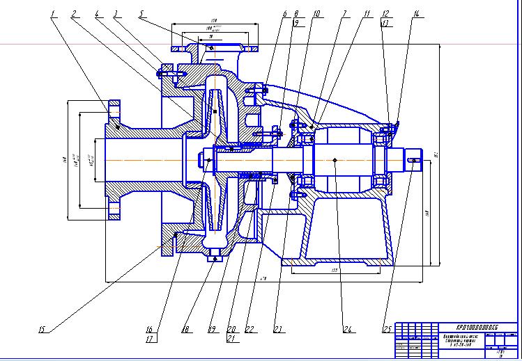 Чертеж Курсовой проект "Центробежный консольный насос К65-50-160Е"