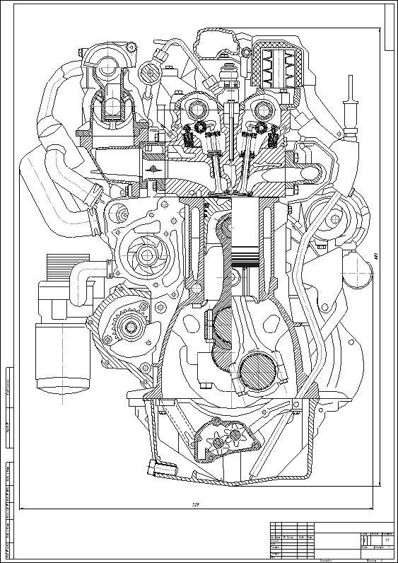 Чертеж Курсовой проект по автомобильным двигателям (прототип Volkswagen)