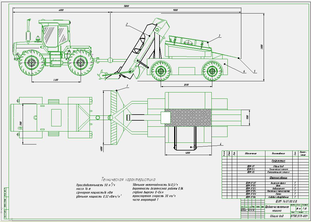 Чертеж Разработка технического предложения лёгкой щебнеочистительной машины для железнодорожного промышленного транспорта