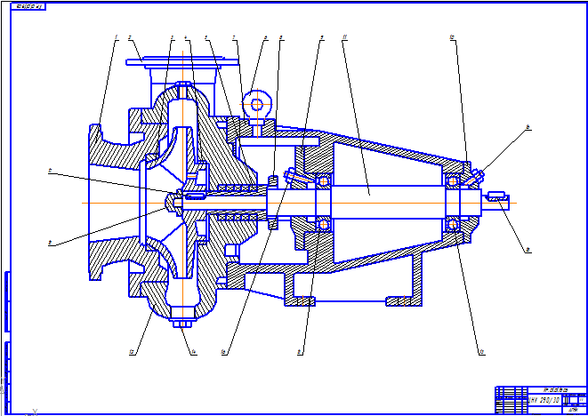 Чертеж Курсовая работа "Центробежный насос К 290/30"