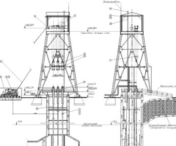 Чертеж Вертикальный ствол с расположением технического оборудования