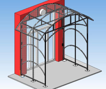 3D модель Навес из поликарбоната с боковыми стенками