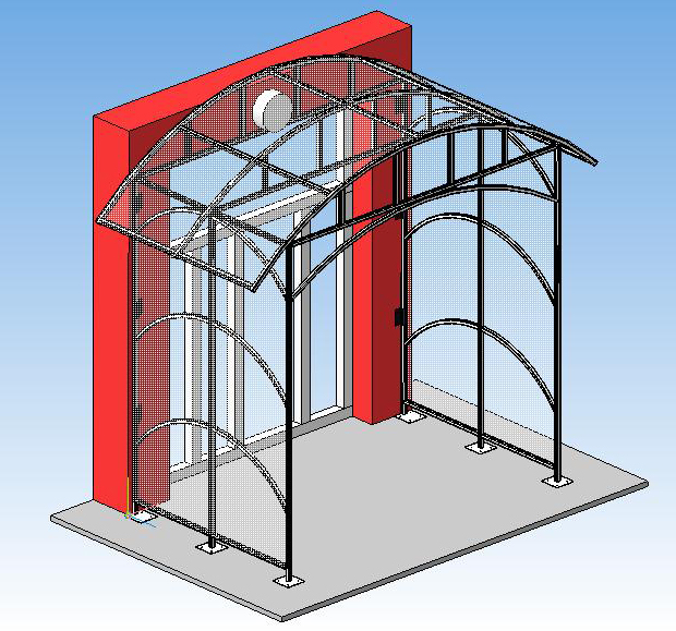 3D модель Навес из поликарбоната с боковыми стенками