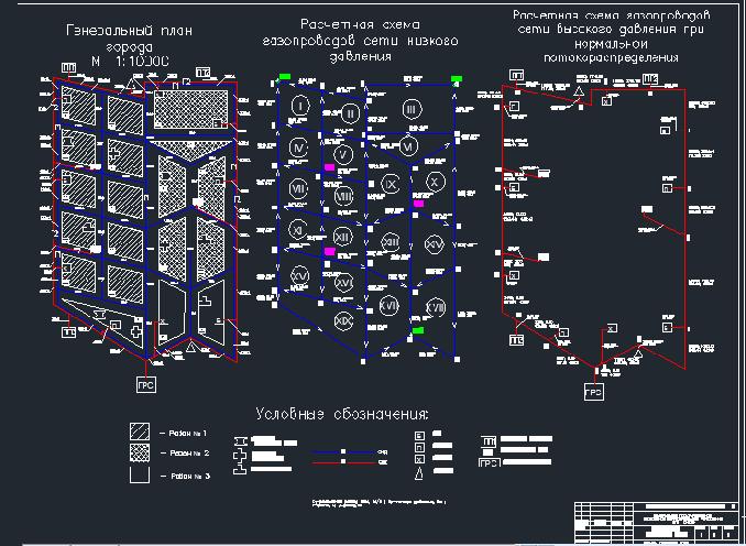 Чертеж Курсовой проект «Газоснабжение города» - вариант 17