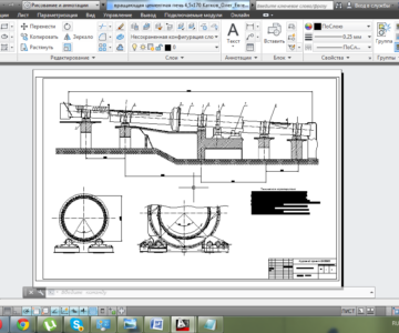 Чертеж Вращающая цементная печь