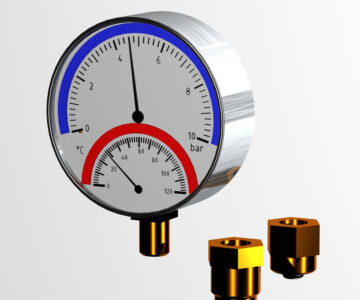 3D модель Термоманометр радиальный Watts TMRA 10, 0..120 °С, 0..10 бар с клапаном REM