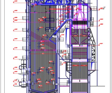 Чертеж Поперечный разрез котлоагрегата ТП-87