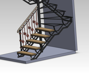 3D модель Проект металлокаркаса лестницы
