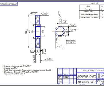 Чертеж Разработка одного из возможных технологических процессов обработки детали «Зубчатое колесо».