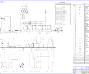 Чертеж Технологическая схема отделения спирта