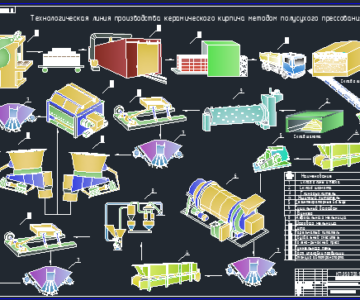 Чертеж Технологическая линия по производству керамического кирпича полусухим формованием