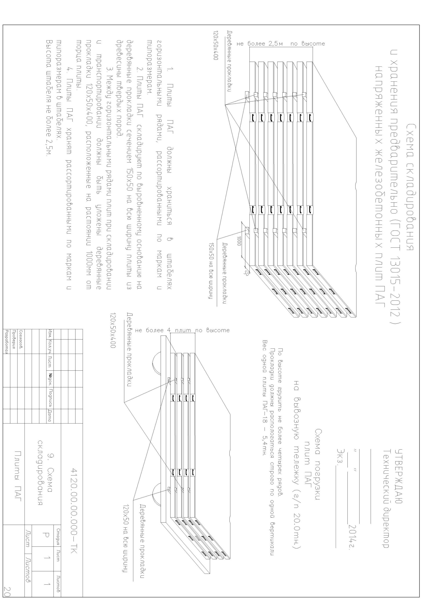 Чертеж Схема складирования дорожных плит ПАГ