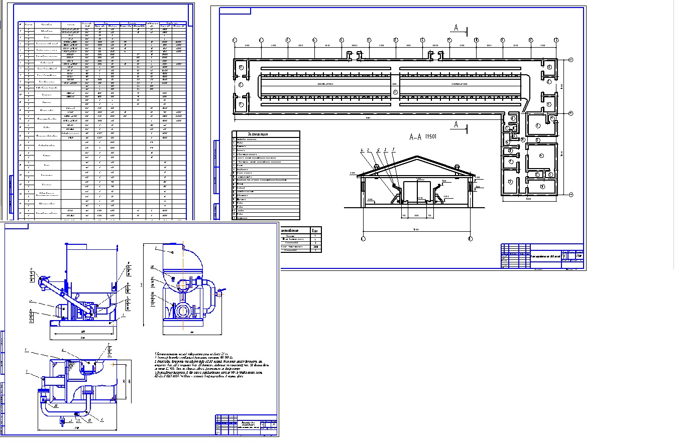 Чертеж Проектирование МТФ с разработкой производственной линии доения и первичной обработки молока