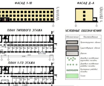 Чертеж Проект здания районной поликлиники