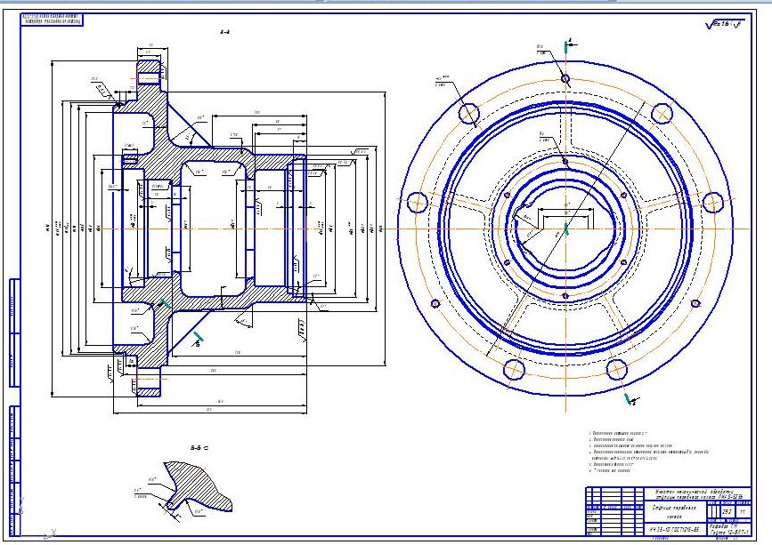 Чертеж Разработка участка цеха по изготовлению ступицы переднего колеса автобуса ЛиАЗ 5256