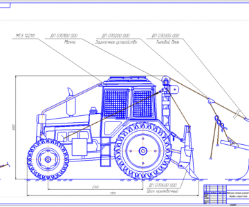 Чертеж Канатная установка на базе МТЗ-82