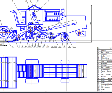 Чертеж Расчет параметров рабочих органов и построение схемы зерноуборочного комбайна Лида 1300