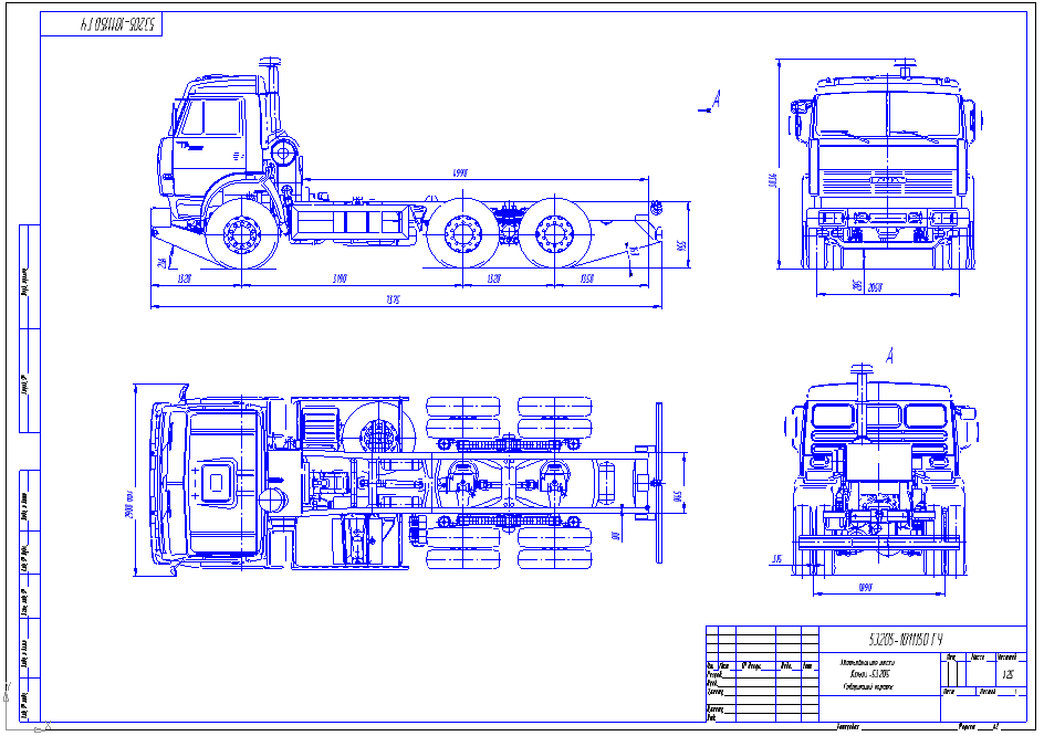 Чертеж Чертеж шасси Камаз-53205