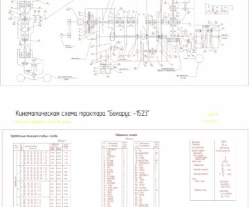 Чертеж Кинематическая схема трактора "Беларус -1523"