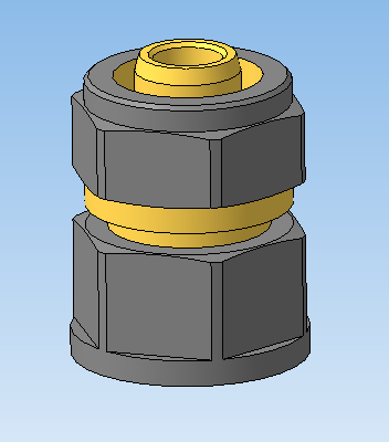 3D модель Муфта под металопластиковую трубу Ду-15 (1/2")