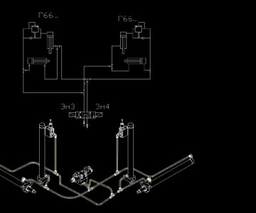 Чертеж Гидросхема последовательного срабатывания гидроцилиндров